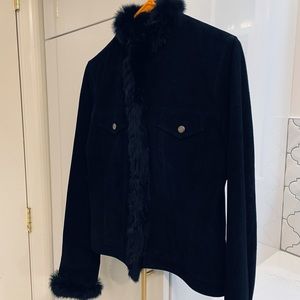 Beautiful suede jacket, Fur neck, zipper and cuffs